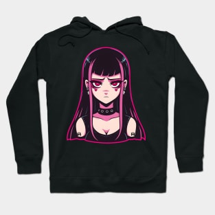 Anime Goth Girl with Chokers and Tattoos - Edgy Character Art Hoodie